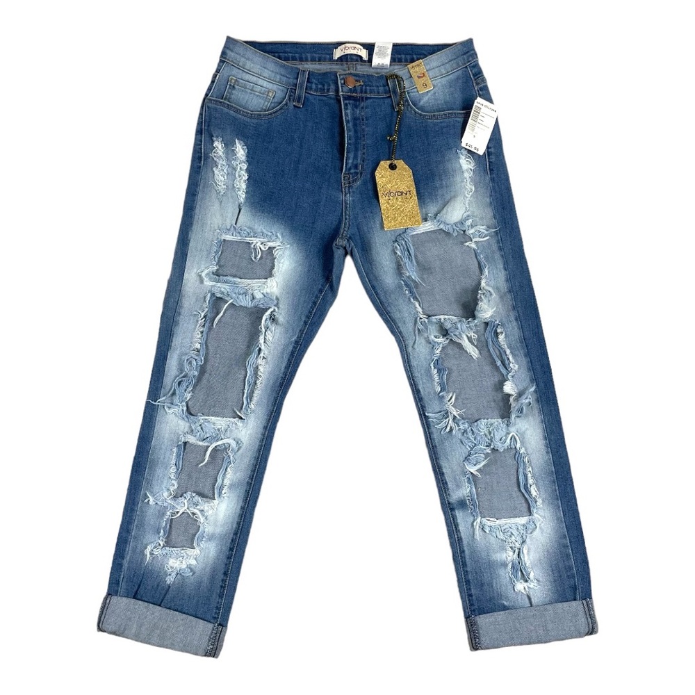 Vibrant M.I.U. Women’s Cut Out Skinny Boyfriend Jeans